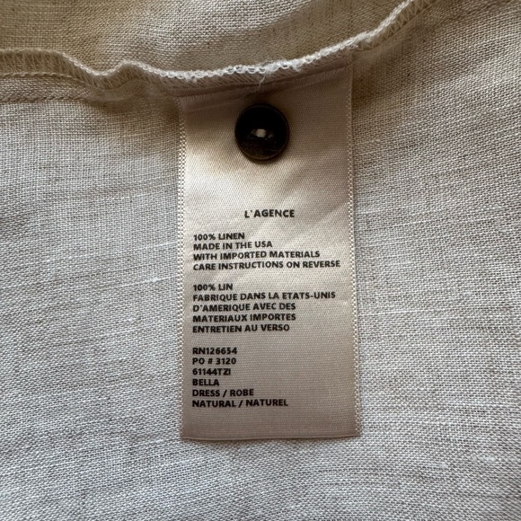 L'AGENCE Bella 3/4-Sleeve Linen Shirtdress Size Medium - Picture 8 of 9